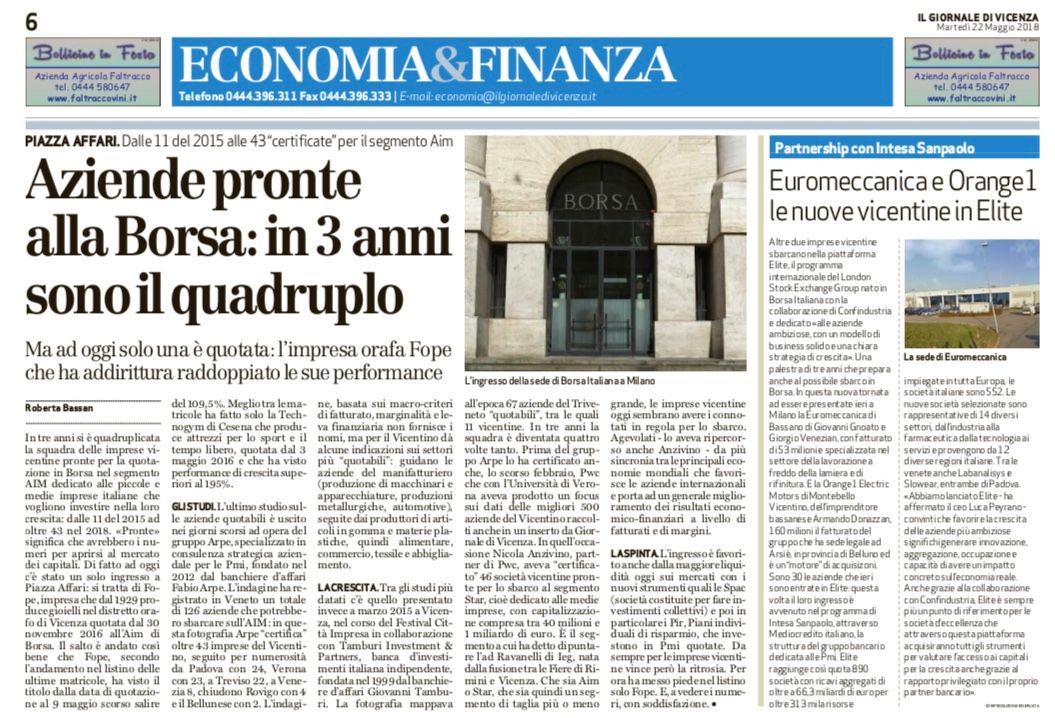 Aziende pronte alla Borsa in 3 anni sono il quadruplo ARPE GROUP