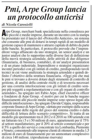 Pmi, Arpre Group lancia un protocollo anticrisi