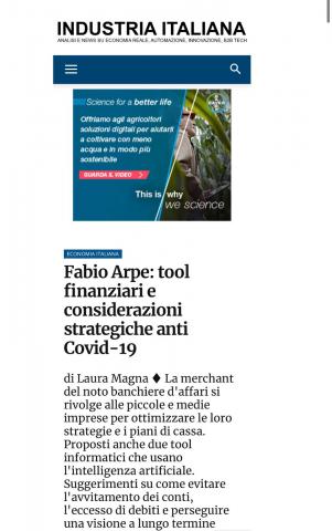 Fabio Arpe, tool finanziari e considerazioni strategiche anti Covid-19