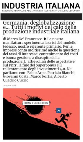 Intervista a Fabio Arpe: Germania, deglobalizzazione e… Tutti i motivi del calo della produzione industriale italiana