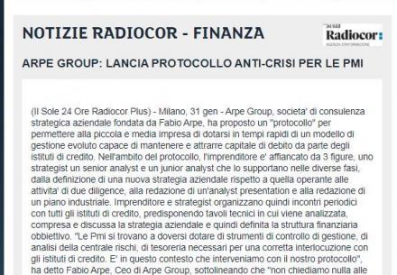 Radiocor Finanza | Arpe Group lancia protocollo anti-crisi per le pmi