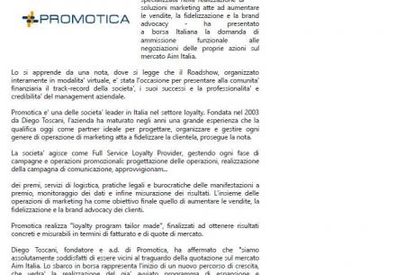 MF - Promotica presentata domanda di ammissione su Aim Italia
